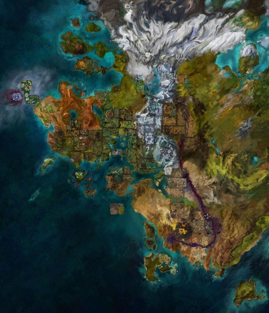 Os 15 Melhores Jogos Grátis para PC em 2026: Guia Completo Para Escolher o Jogo Ideal Mapa do continente de Tyria em Guild Wars 2.
