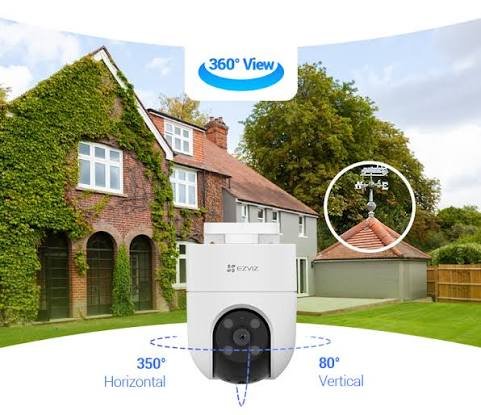 As 10 Melhores Câmeras Wi-Fi para Segurança Residencial em 2026 Imagem sugerida: EZVIZ H8c instalada na fachada de uma residência.