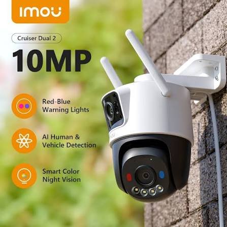 imou Imagem sugerida: IMOU Cruiser SE+ instalada em um muro monitorando um quintal.